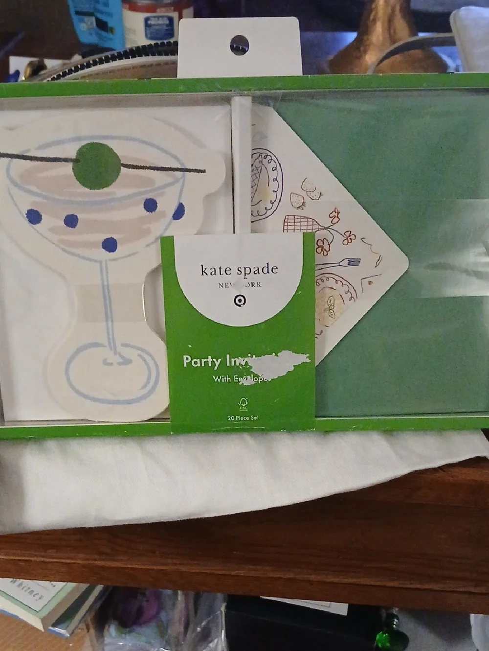kate spade Green Martini Glass Party Invitations with Olive Accents